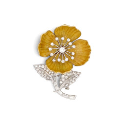  broche boucheron eglantine or 18k platine