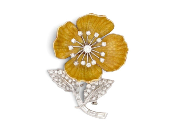 broche boucheron eglantine or 18k platine