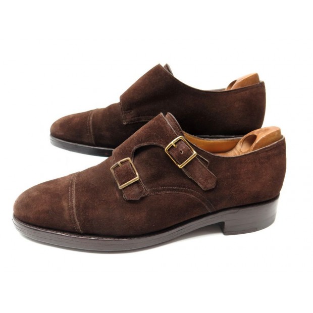  CHAUSSURES A BOUCLES JOHN LOBB DAIM MARRON 7 41 + EMBAUCHOIR 