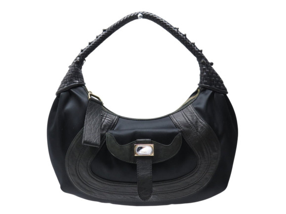 sac a main fendi spy hobo 8br545 cuir satin noir porte