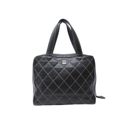 sac a main chanel wild stiching cuir matelasse noir