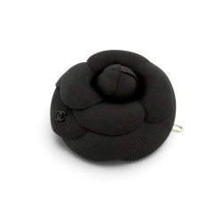  barrette chanel aa9627 fleur camelia en soie noir