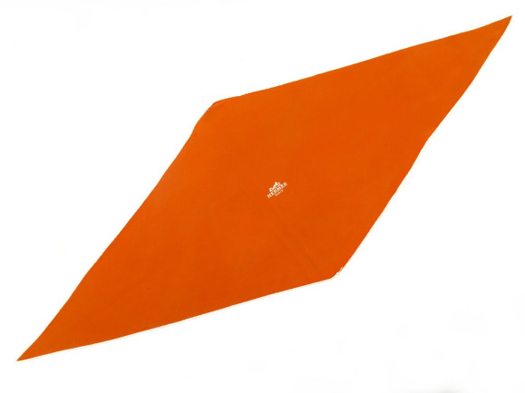foulard hermes losange mini en soie motif uni orange