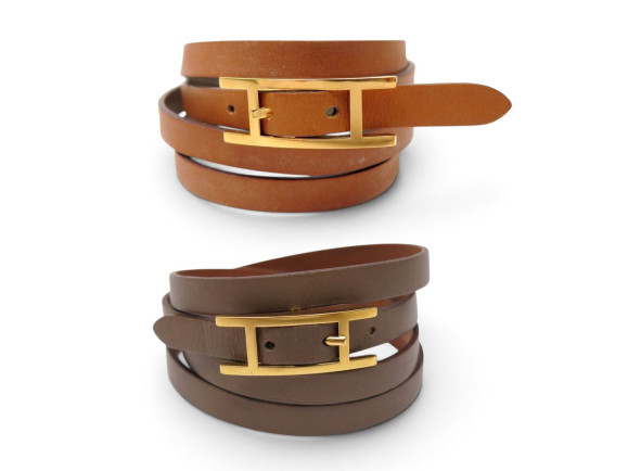bracelet hermes behapi quadruple tour t16.5 17.5 cuir