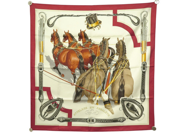  foulard hermes attelage en arbalete carre 90 cm