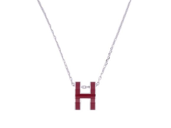  collier pendentif hermes pop h laque rouge