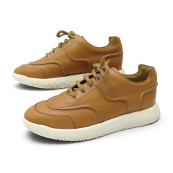 chaussures hermes turn 191130z baskets en cuir marron