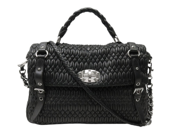 sac a main miu miu cuir matelasse plisse noir