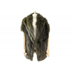 NEUF GILET INES & MARECHAL 38 M CAPE EN FOURRURE DE RENARD VERT FOX FUR 850€