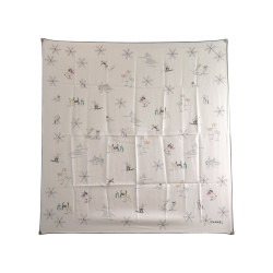  foulard chanel twill de soie ski flocons logo cc