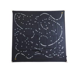  foulard chanel twill de soie marine carre 90