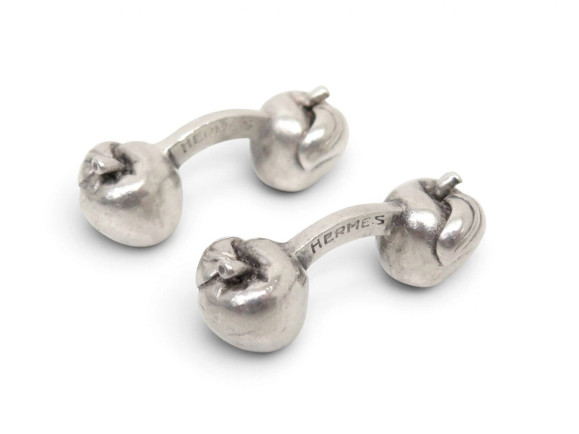 boutons de manchettes hermes pommes en argent