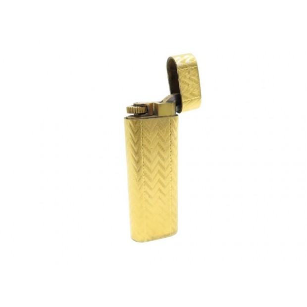 VINTAGE BRIQUET CARTIER A GAZ OVALE EN PLAQUE OR DORE GUILLOCHE LIGHTER 900€