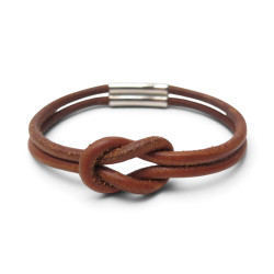 bracelet hermes atame cuir acier palladie noeud marrin