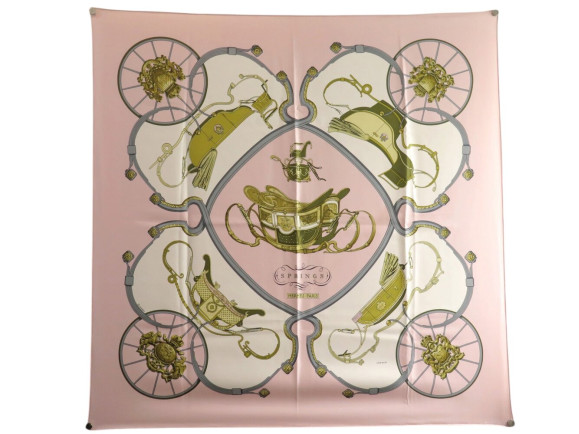 foulard hermes spring rose pale soie carre 90