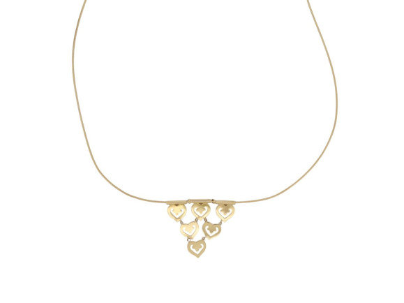 collier o.j. perrin legendes 6 coeurs en or jaune 18k