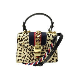 sac a main gucci sylvie leopard 470270 cuir de poulain