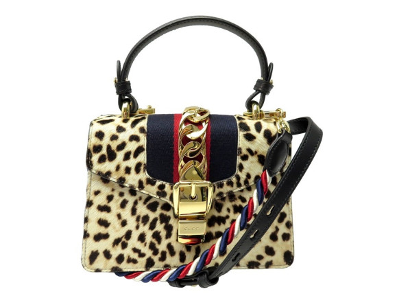 sac a main gucci sylvie leopard 470270 cuir de poulain