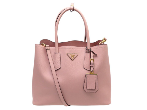 sac a main prada double b2756t cuir saffiano rose