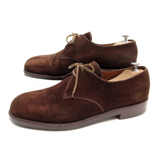 VINTAGE CHAUSSURES JM WESTON 8B 42 DERBY 2 OEILLETS EN VEAU VELOURS MARRON 760€