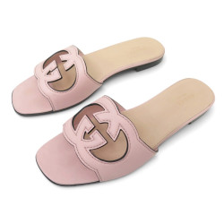chaussures guggi mules gg 694451 sandales cuir rose