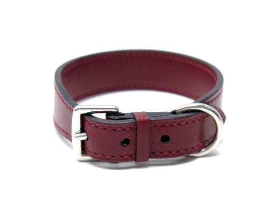  collier de chien hermes h coupe cuir bordeaux t