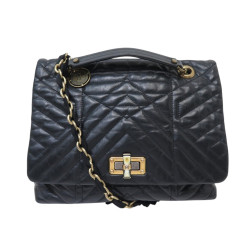 sac a main lanvin happy medium en cuir noir matelasse