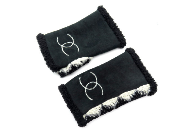 gants chanel mitaines logo cc en cuir mouton