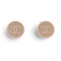 boucles d'oreilles chanel rondes logo cc 2005 resine