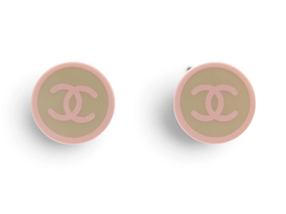 boucles d'oreilles chanel rondes logo cc 2005 resine