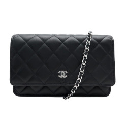  sac a main chanel wallet on chain woc cuir noir