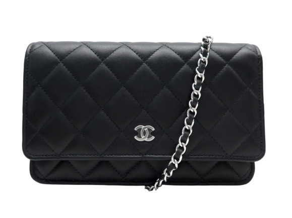 sac a main chanel wallet on chain woc cuir noir