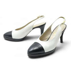 chaussures chanel escarpins cuir noir blanc 37.5