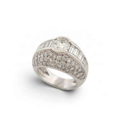 bague bandeau 75 diamants ronds baguette 3.9ct t51 or