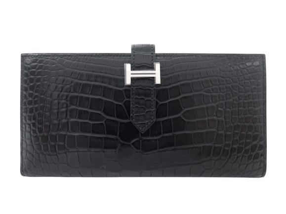  portefeuille hermes bearn cuir de crocodile