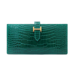  portefeuille hermes bearn en cuir de crocodile