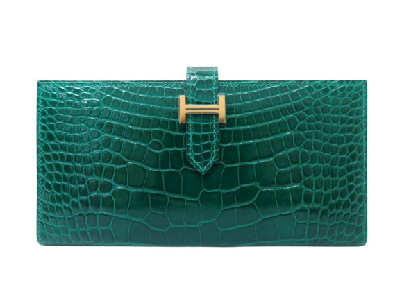  portefeuille hermes bearn en cuir de crocodile