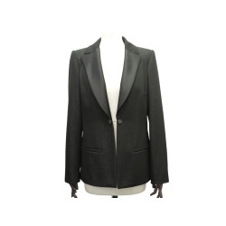  veste de smoking chanel noir pailletee 40 m satin