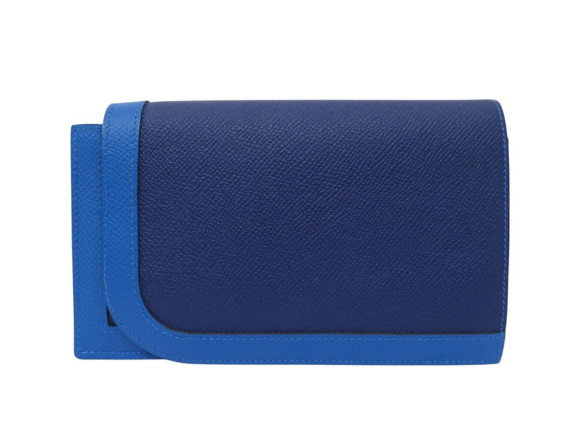 portefeuille hermes camail long cuir epsom bleu