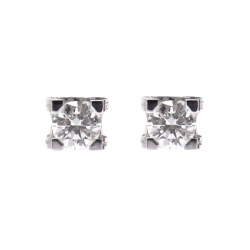  boucles d'oreilles cartier puces c or blanc 18k