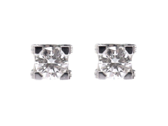  boucles d'oreilles cartier puces c or blanc 18k