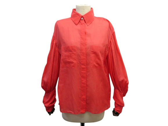  blouse chanel rouge en voile de coton 42 l