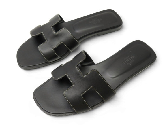 chaussures hermes oran mules cuir noir 37.5 sandales