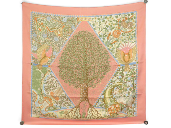 foulard hermes axis mundi christine henry soie rose
