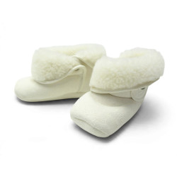  chaussons hermes pour bebe blanc en peau lainee