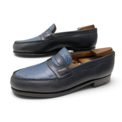 chaussures jm weston mocassins 180 en cuir box bleu