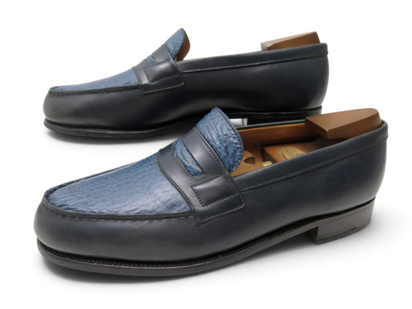 chaussures jm weston mocassins 180 en cuir box bleu