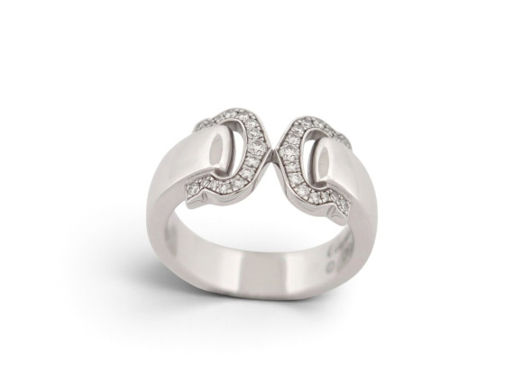  bague cartier double c diamants 0.15ct t52 or 18k