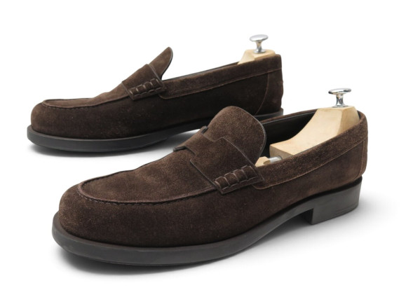 chaussures hermes mocassins kennedy 45 en daim marron