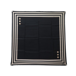  foulard chanel boutons logo cc en soie noir carre